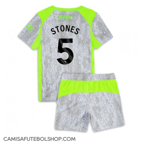 Camisa de time de futebol Manchester City John Stones #5 Replicas 3º Equipamento Infantil 2025-26 Manga Curta (+ Calças curtas)